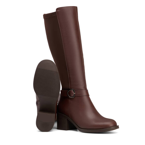 Kahverengi Deri-Tekstil Kadın Çizme - K26K1CM68766-A24 - 4