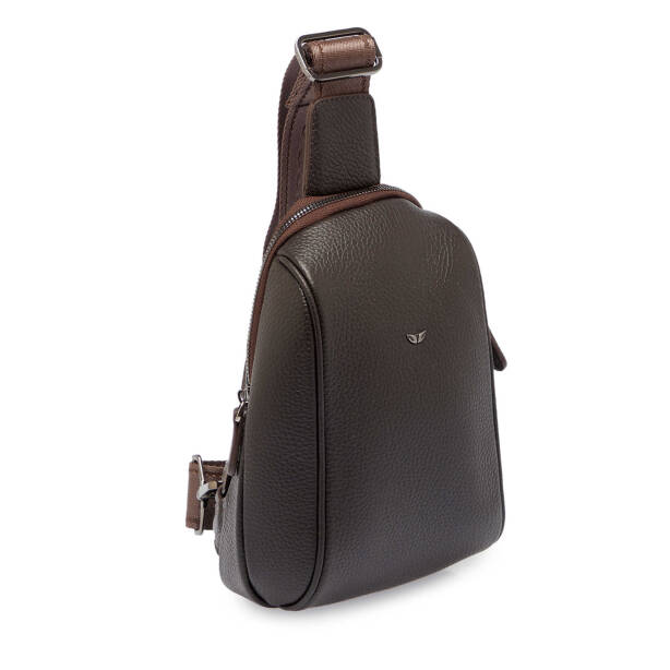Kahverengi Hakiki Deri Unisex Çapraz Askılı Çanta - S1AC00021511-A42 - Tergan