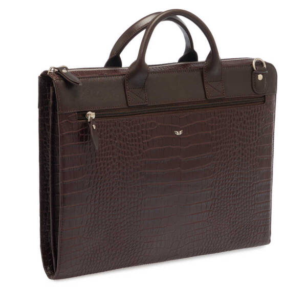 Kahverengi Hakiki Deri Unisex Evrak Çantası - S1EV00021218-T6K - 2