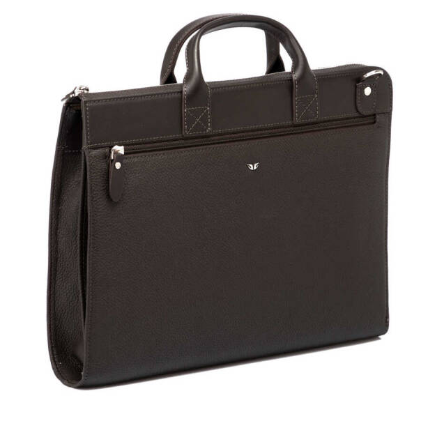 Kahverengi Hakiki Deri Unisex Evrak Çantası - S1EV00021218-W14 - Tergan