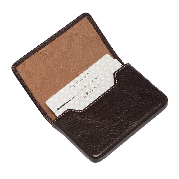 Kahverengi Deri Unisex Kart Vizitlik - S1KV00001546-A98 - Tergan