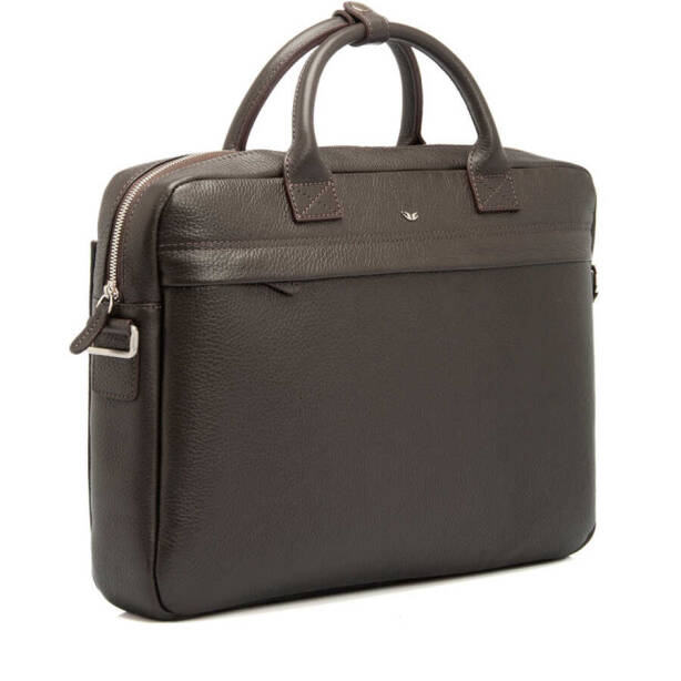 Kahverengi Hakiki Deri Unisex Laptop Çantası - S1LC00002897-A42 - Tergan