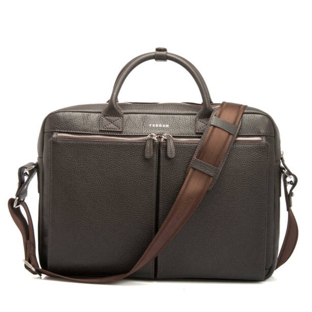 Kahverengi Hakiki Deri Unisex Laptop Çantası - S1LC00002897-A42 - Tergan