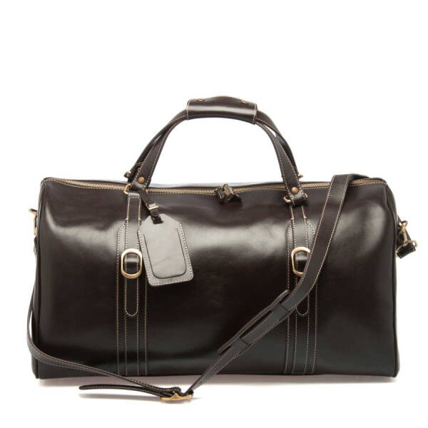 Kahverengi Deri Unisex Seyahat Çantası - S1SC00002573-A98 - 3