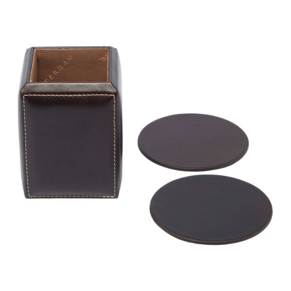 Kahverengi Deri Unisex Sümen Takımı - S1SU00004533-A98 - 4