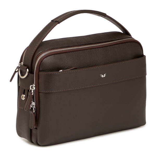 Kahverengi Hakiki Deri Erkek Çapraz Askılı Çanta - S1AC00021545-A87 - 2