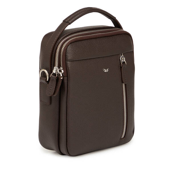 Kahverengi Hakiki Deri Erkek Çapraz Askılı Çanta - S1AC00021551-A7P - 2