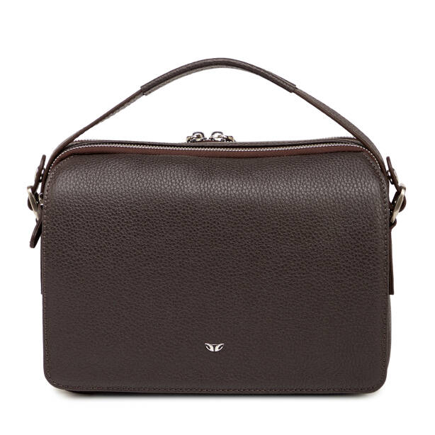 Kahverengi Hakiki Deri Erkek Çapraz Askılı Çanta - S1AC00021555-A42 