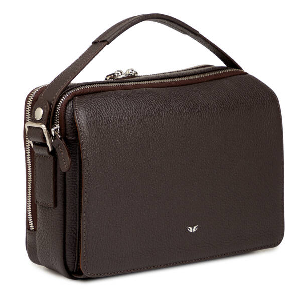 Kahverengi Hakiki Deri Erkek Çapraz Askılı Çanta - S1AC00021555-A42 - 2