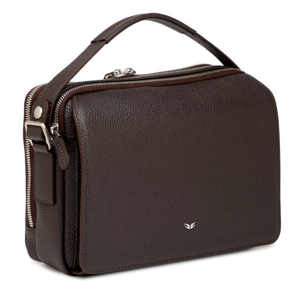 Kahverengi Hakiki Deri Erkek Çapraz Askılı Çanta - S1AC00021555-A42 - 2