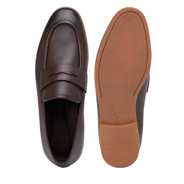 Kahverengi Hakiki Deri Erkek Loafer - E26I1AY57718-A24 - 6