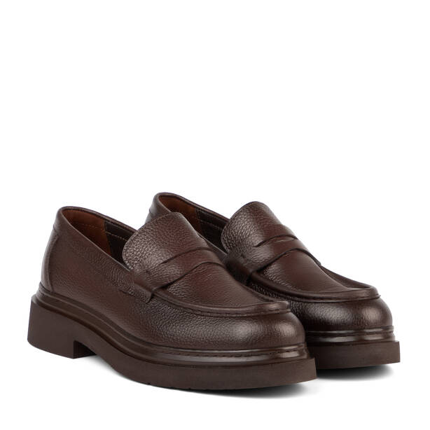 Kahverengi Hakiki Deri Erkek Loafer - E26S1AY57958-A42 - 2
