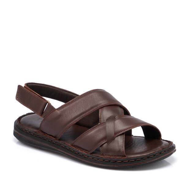 Kahverengi Hakiki Deri Erkek Sandalet - E26Y1SN57603-A24 - 2