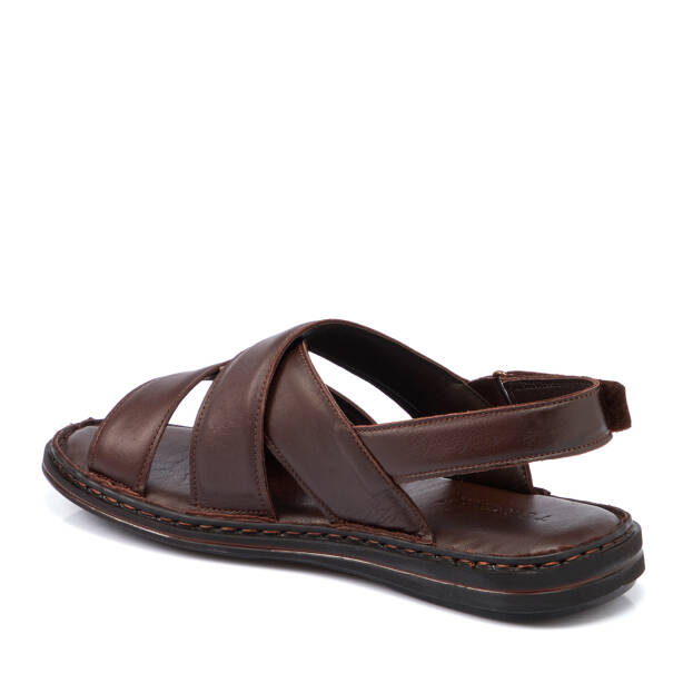 Kahverengi Hakiki Deri Erkek Sandalet - E26Y1SN57603-A24 - 3