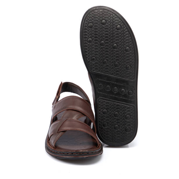 Kahverengi Hakiki Deri Erkek Sandalet - E26Y1SN57603-A24 - 4