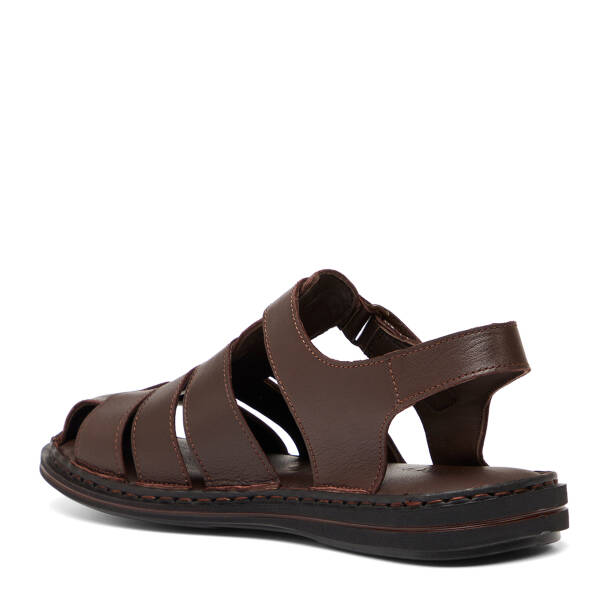 Kahverengi Hakiki Deri Erkek Sandalet - E26Y1SN57608-A24 - Tergan