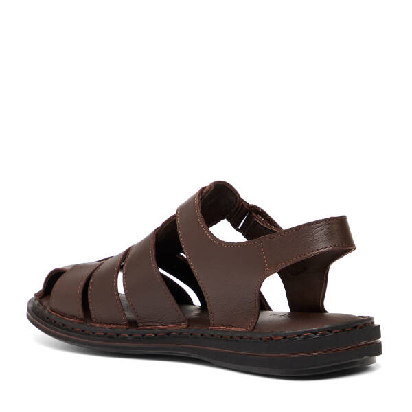 Kahverengi Hakiki Deri Erkek Sandalet - E26Y1SN57608-A24 - 4