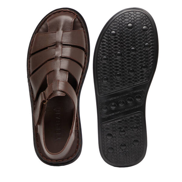 Kahverengi Hakiki Deri Erkek Sandalet - E26Y1SN57608-A24 - 6