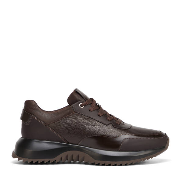 Kahverengi Hakiki Deri Erkek Sneaker - E26S1AY57816-A24 - 1