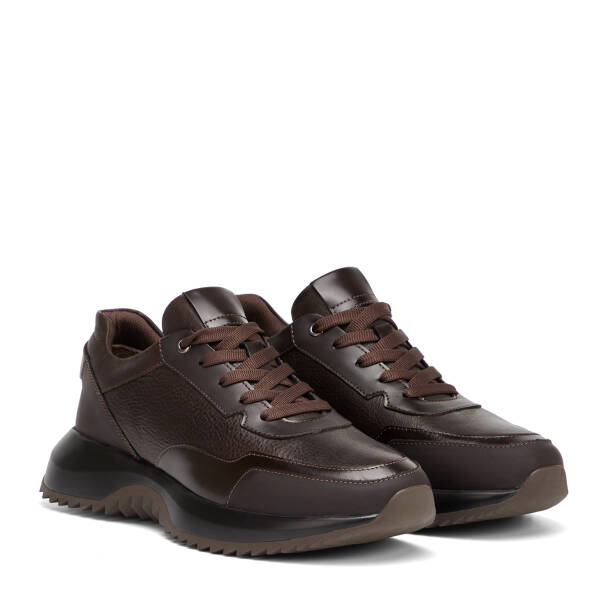 Kahverengi Hakiki Deri Erkek Sneaker - E26S1AY57816-A24 - 2