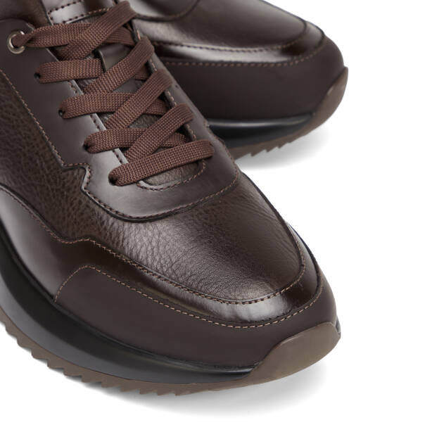 Kahverengi Hakiki Deri Erkek Sneaker - E26S1AY57816-A24 - 3