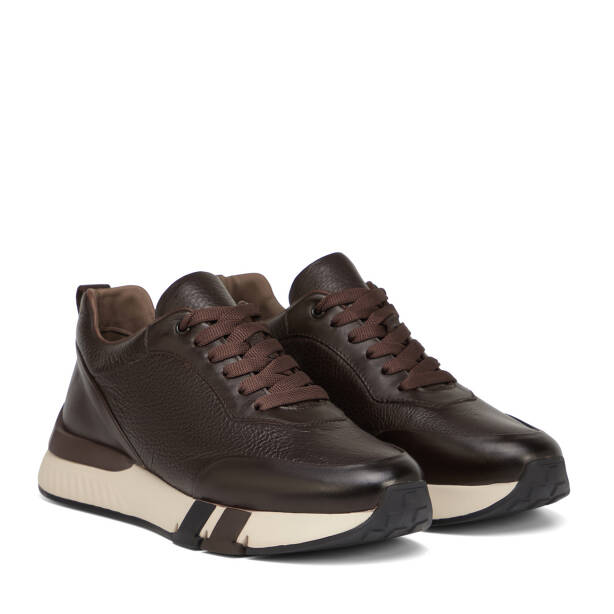 Kahverengi Hakiki Deri Erkek Sneaker - E26S1AY57818-A24 - 2