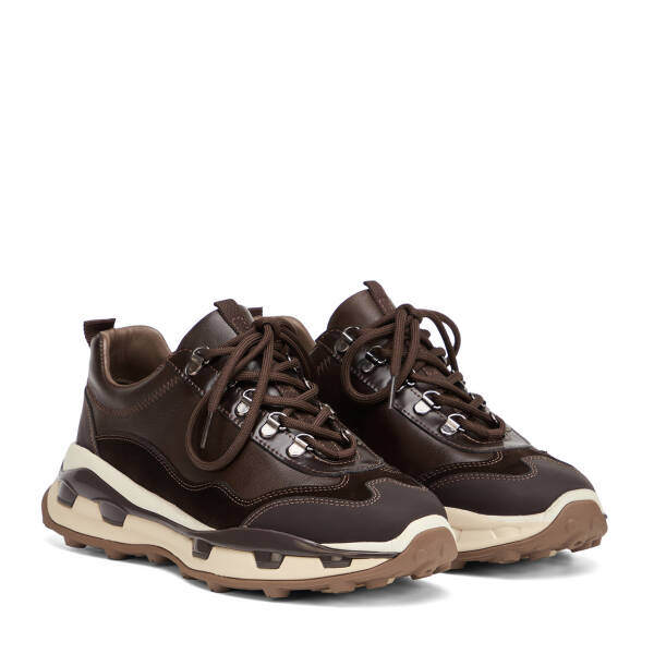 Kahverengi Hakiki Deri Erkek Sneaker - E26S1AY57822-A24 - 2