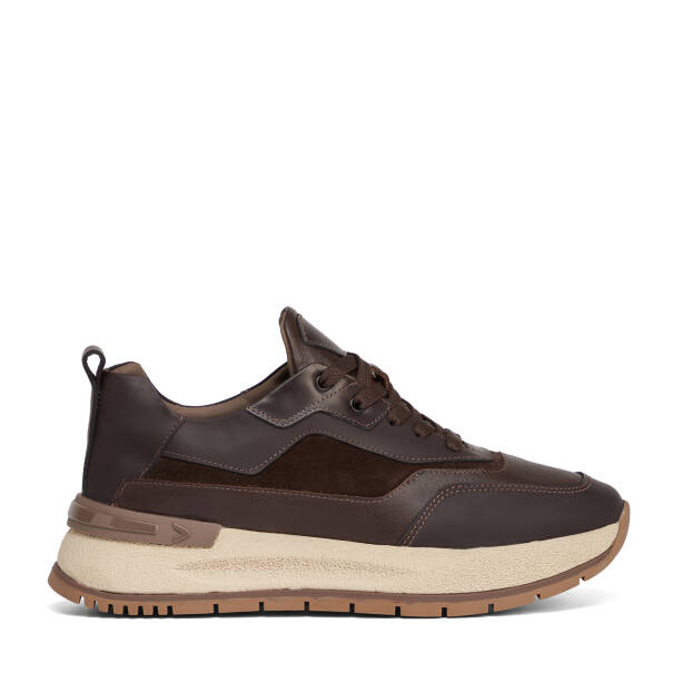 Kahverengi Hakiki Deri Erkek Sneaker - E26S1AY57824-F56 - 1