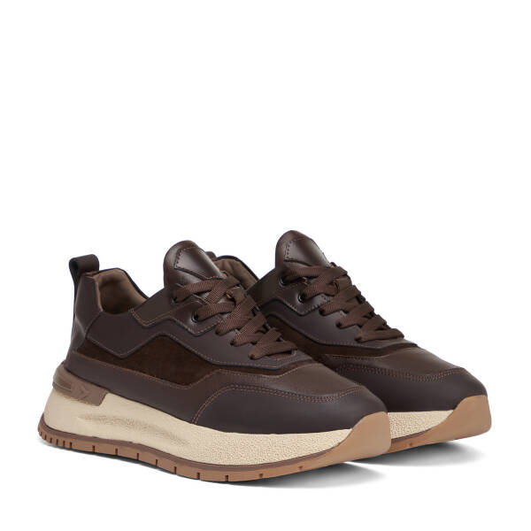 Kahverengi Hakiki Deri Erkek Sneaker - E26S1AY57824-F56 - 2