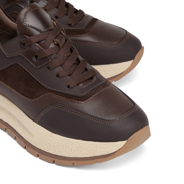 Kahverengi Hakiki Deri Erkek Sneaker - E26S1AY57824-F56 - 3