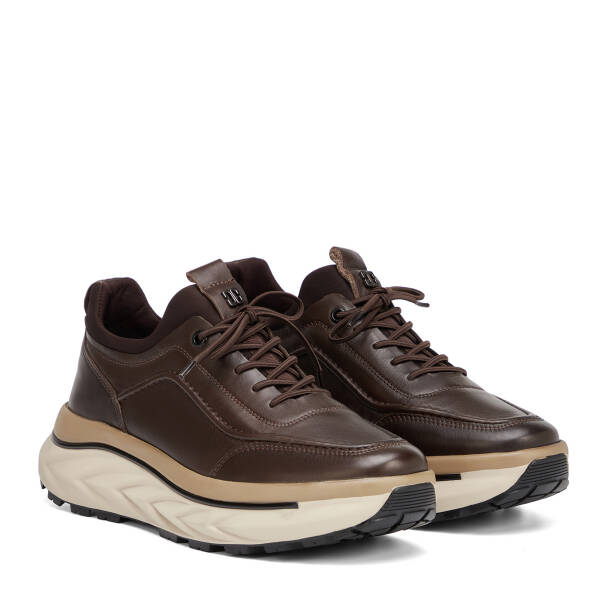 Kahverengi Hakiki Deri Erkek Sneaker - E26S1AY57828-A24 - 2
