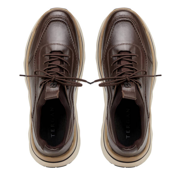 Kahverengi Hakiki Deri Erkek Sneaker - E26S1AY57828-A24 - 5