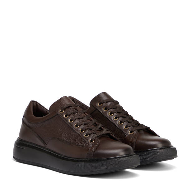 Kahverengi Hakiki Deri Erkek Sneaker - E26S1AY57843-A24 - 2