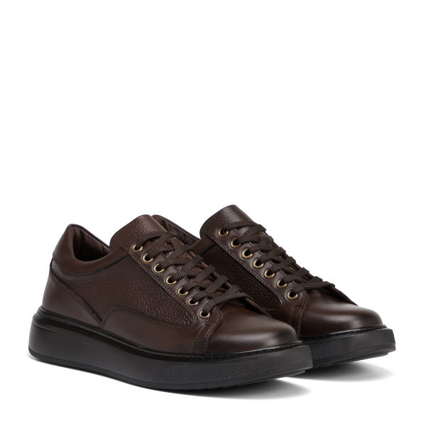 Kahverengi Hakiki Deri Erkek Sneaker - E26S1AY57843-A24 - 2