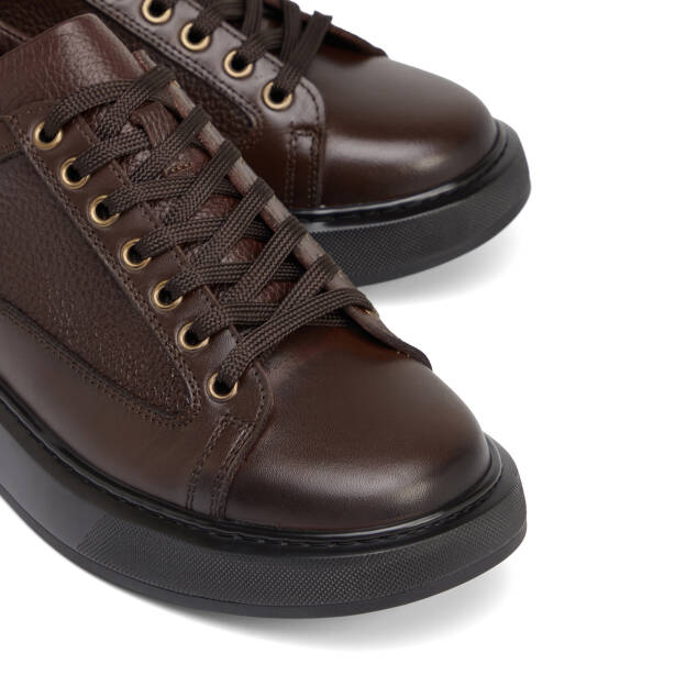 Kahverengi Hakiki Deri Erkek Sneaker - E26S1AY57843-A24 - 3