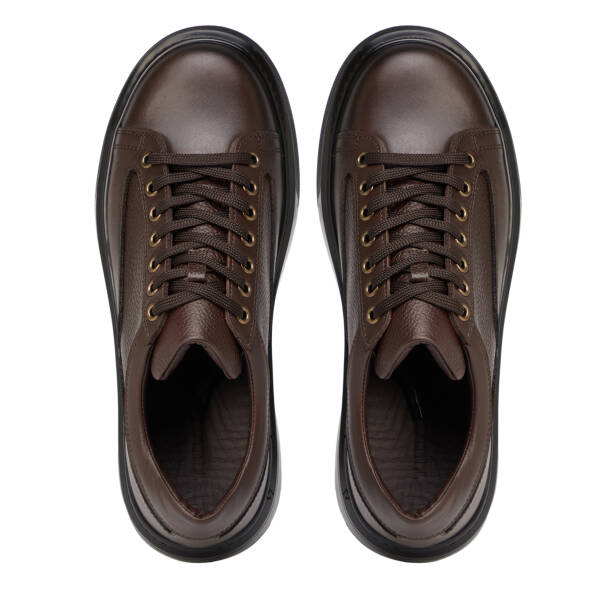 Kahverengi Hakiki Deri Erkek Sneaker - E26S1AY57843-A24 - 5