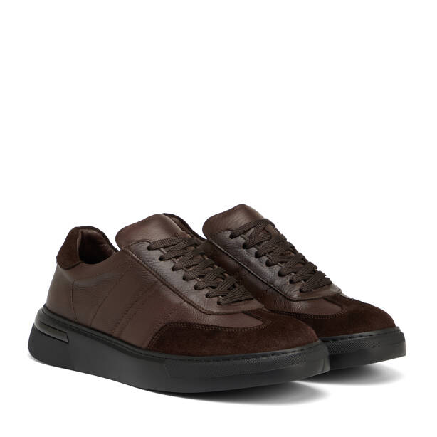 Kahverengi Hakiki Deri Erkek Sneaker - E26S1AY57846-A24 - 2