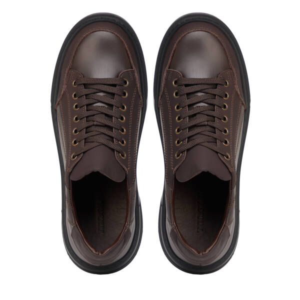 Kahverengi Hakiki Deri Erkek Sneaker - E26S1AY57848-A24 - 5