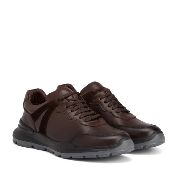 Kahverengi Hakiki Deri Erkek Sneaker - E26S1AY57854-A24 - 2