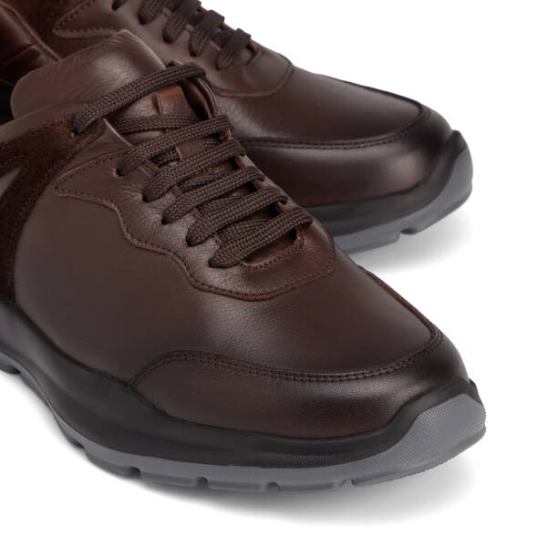 Kahverengi Hakiki Deri Erkek Sneaker - E26S1AY57854-A24 - 3
