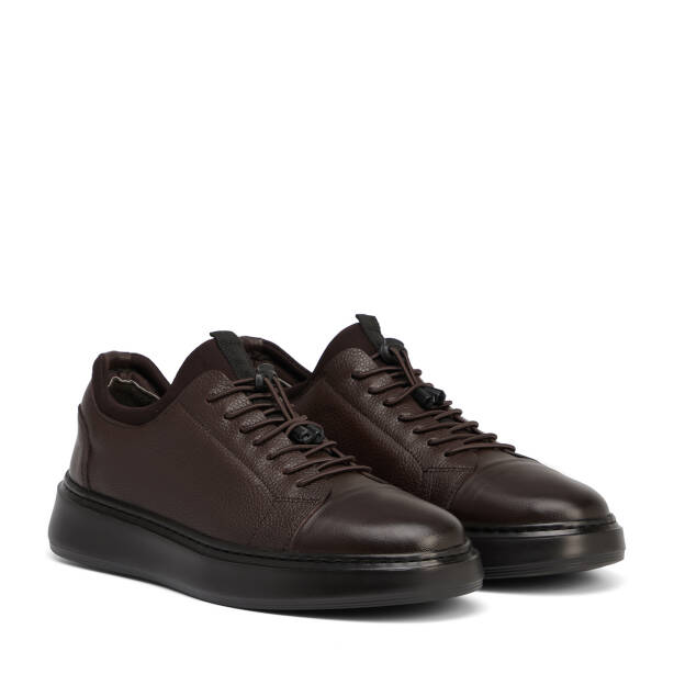 Kahverengi Hakiki Deri Erkek Sneaker - E26S1AY57876-A24 - 2