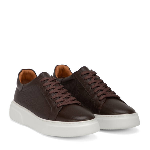 Kahverengi Hakiki Deri Erkek Sneaker - E4MEAY057782-A42 - 2