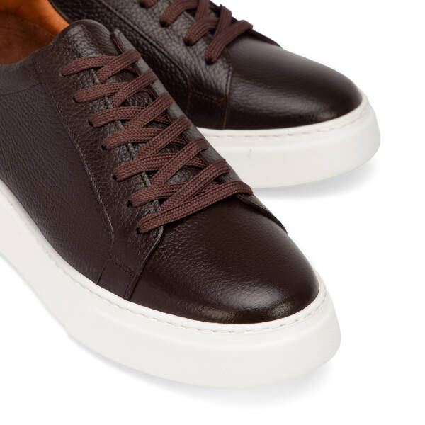 Kahverengi Hakiki Deri Erkek Sneaker - E4MEAY057782-A42 - 3