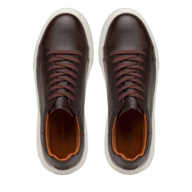 Kahverengi Hakiki Deri Erkek Sneaker - E4MEAY057782-A42 - Tergan Four Season