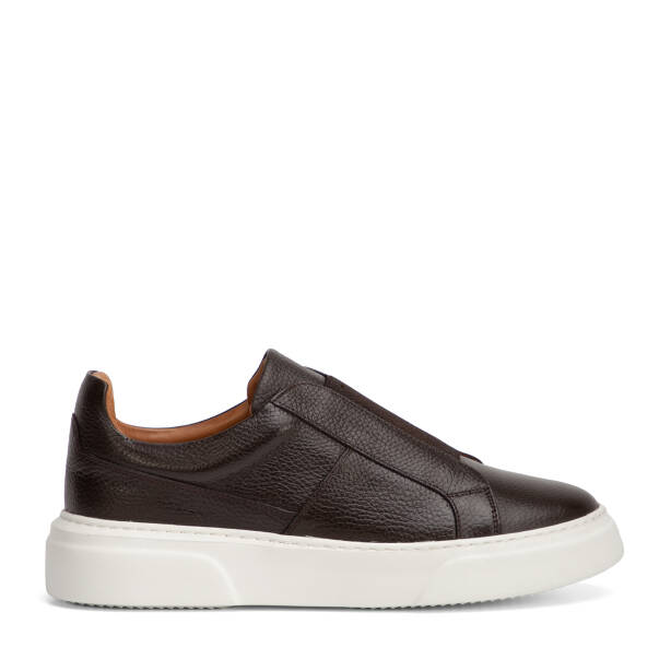 Kahverengi Hakiki Deri Erkek Sneaker - E4MEAY057783-A42 - Tergan Four Season