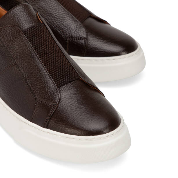 Kahverengi Hakiki Deri Erkek Sneaker - E4MEAY057783-A42 - Tergan Four Season