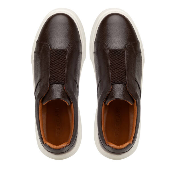 Kahverengi Hakiki Deri Erkek Sneaker - E4MEAY057783-A42 - Tergan Four Season