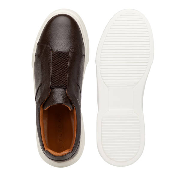 Kahverengi Hakiki Deri Erkek Sneaker - E4MEAY057783-A42 - Tergan Four Season