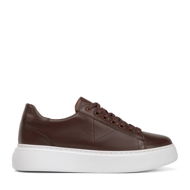 Kahverengi Hakiki Deri Erkek Sneaker - E4MEAY057784-A24 - Tergan Four Season