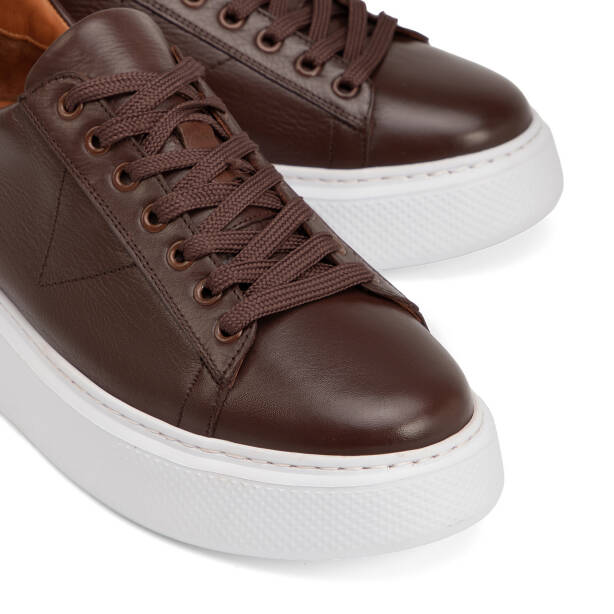 Kahverengi Hakiki Deri Erkek Sneaker - E4MEAY057784-A24 - Tergan Four Season
